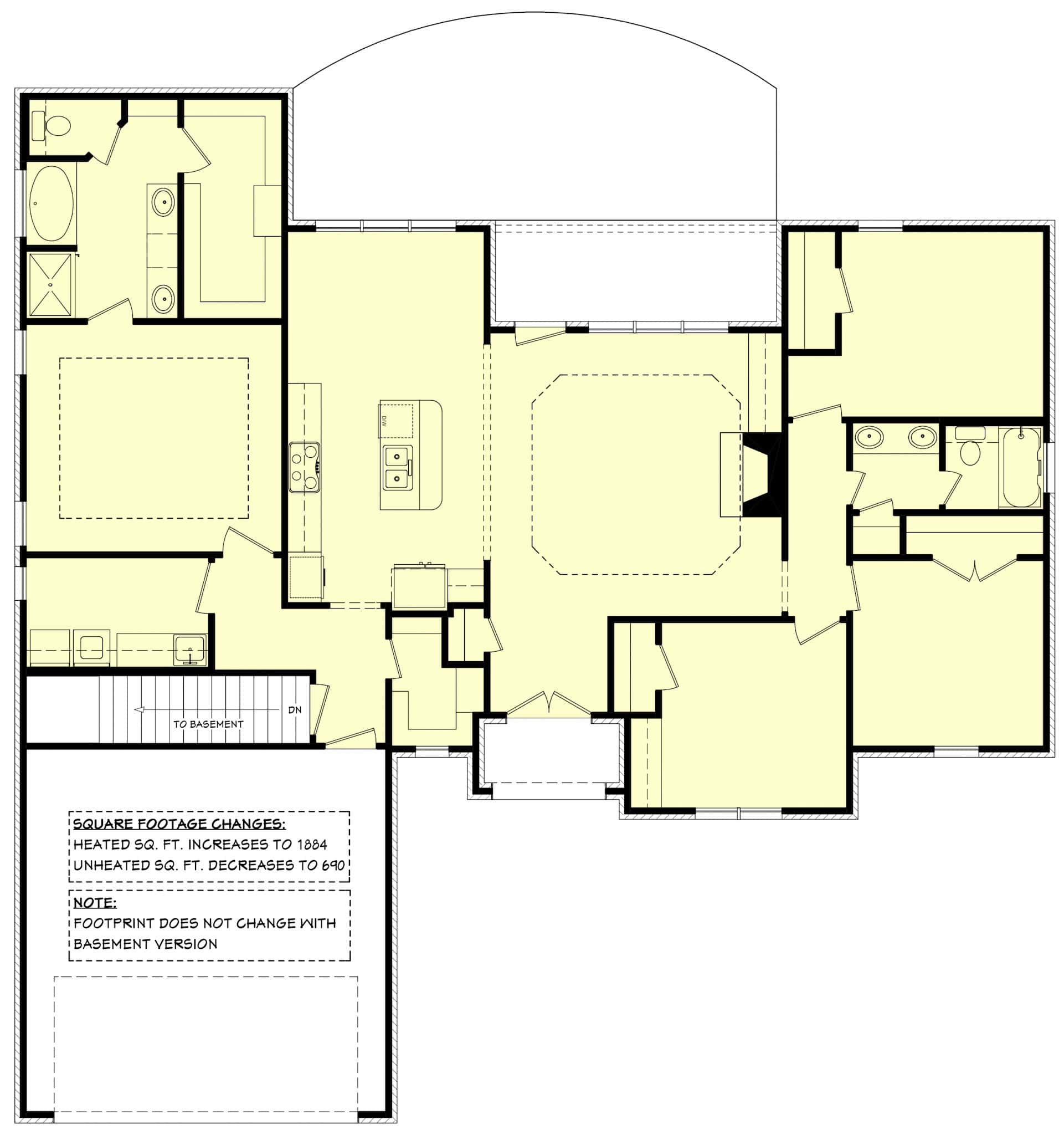 Main Level of Traditional Plan #142-1087