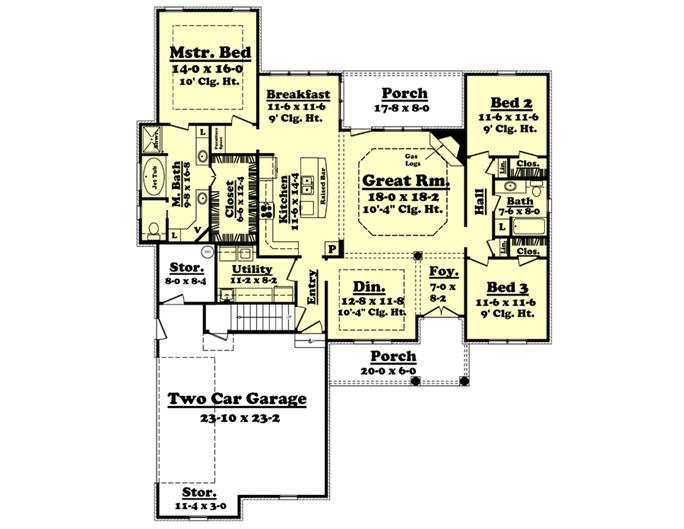 House Plan 142 1091 3 Bdrm 2 000 Sq Ft Acadian Home