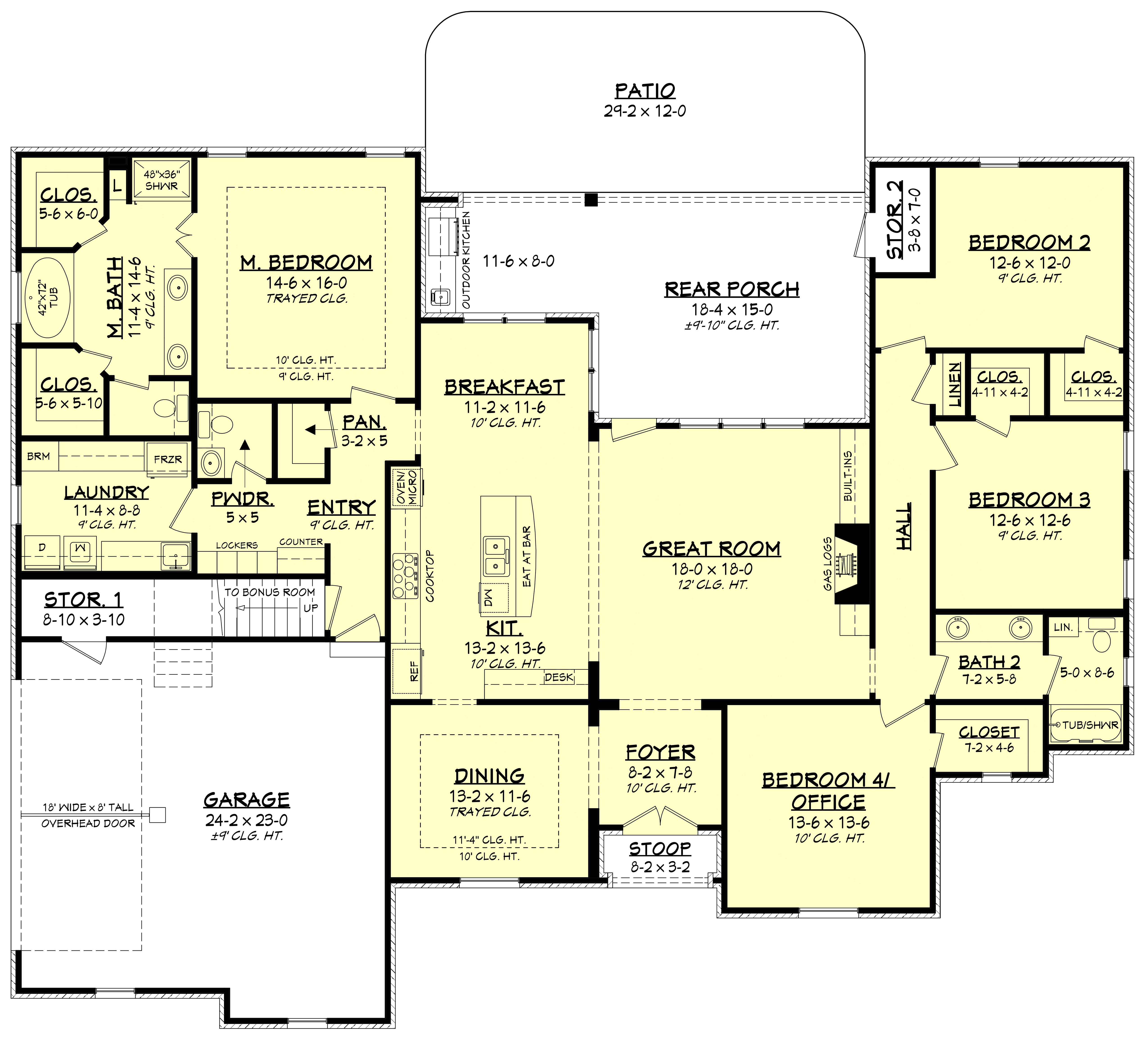 Floor Plan First Story of Country Plan #142-1101