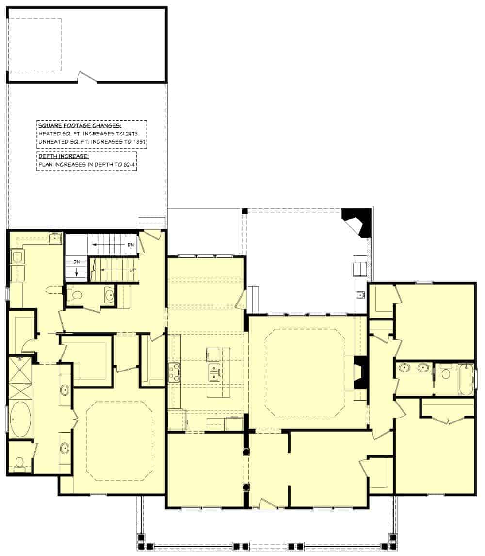 Southern Country Home Plan, 4 Bedrm, 2420 Sq Ft - #142-1131