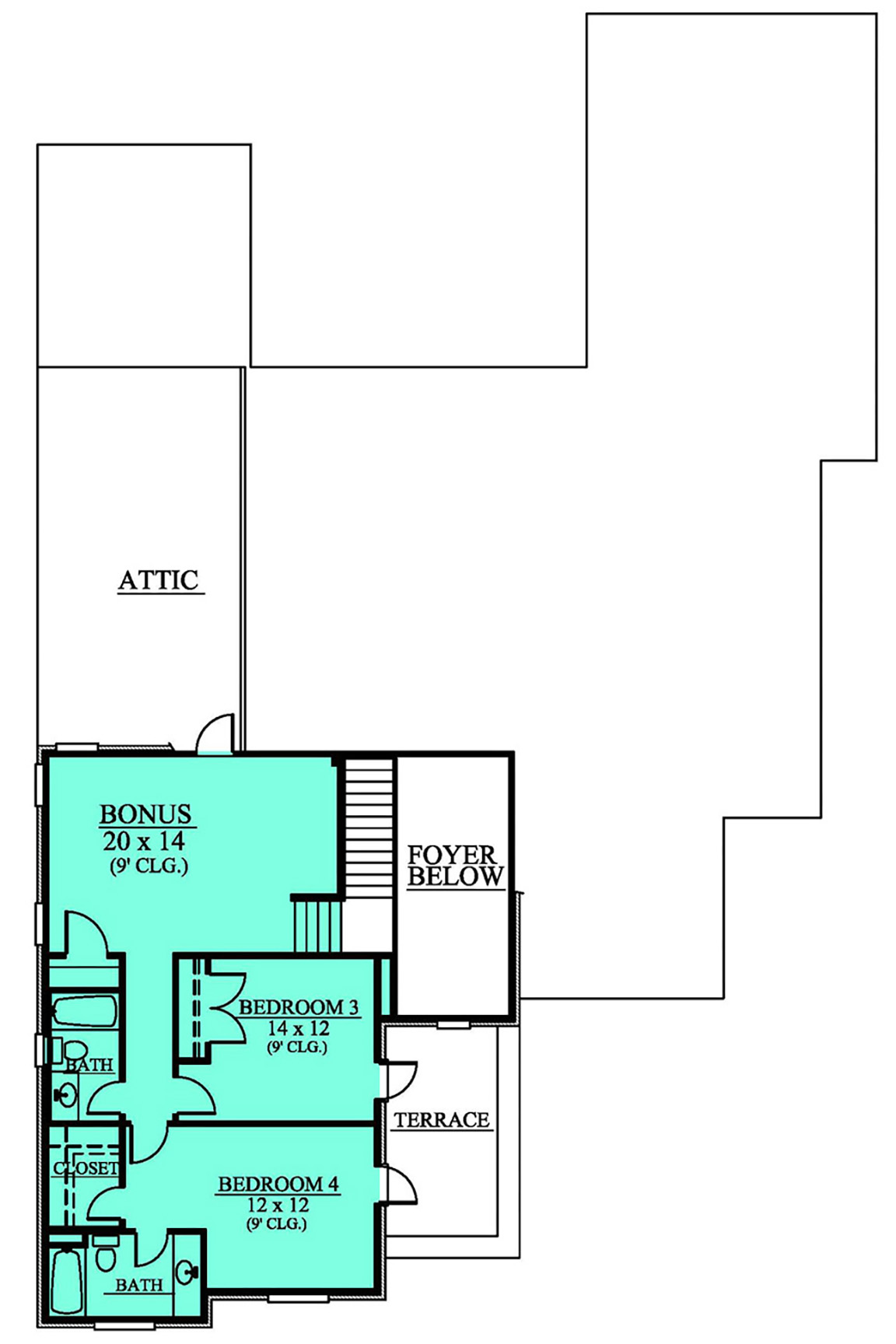 Floor Plan Second Story of Country Plan #142-1132