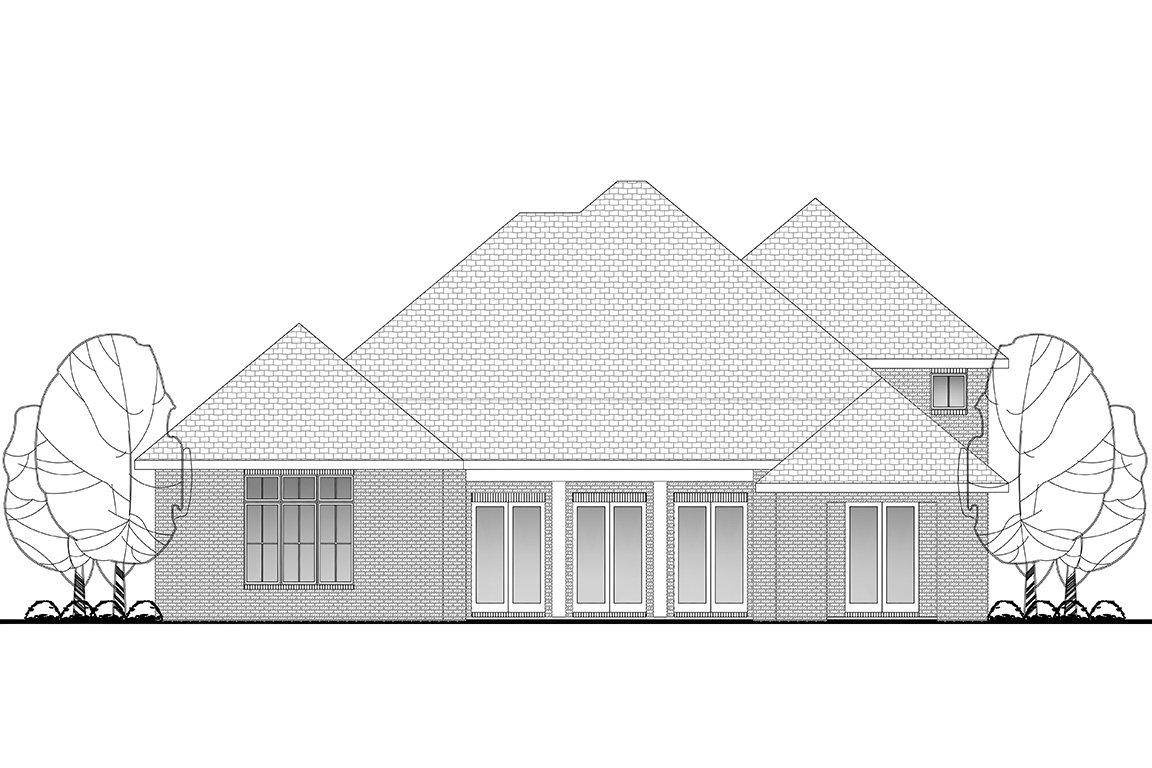 Home Plan Rear Elevation of this 4-Bedroom,3784 Sq Ft Plan -142-1132