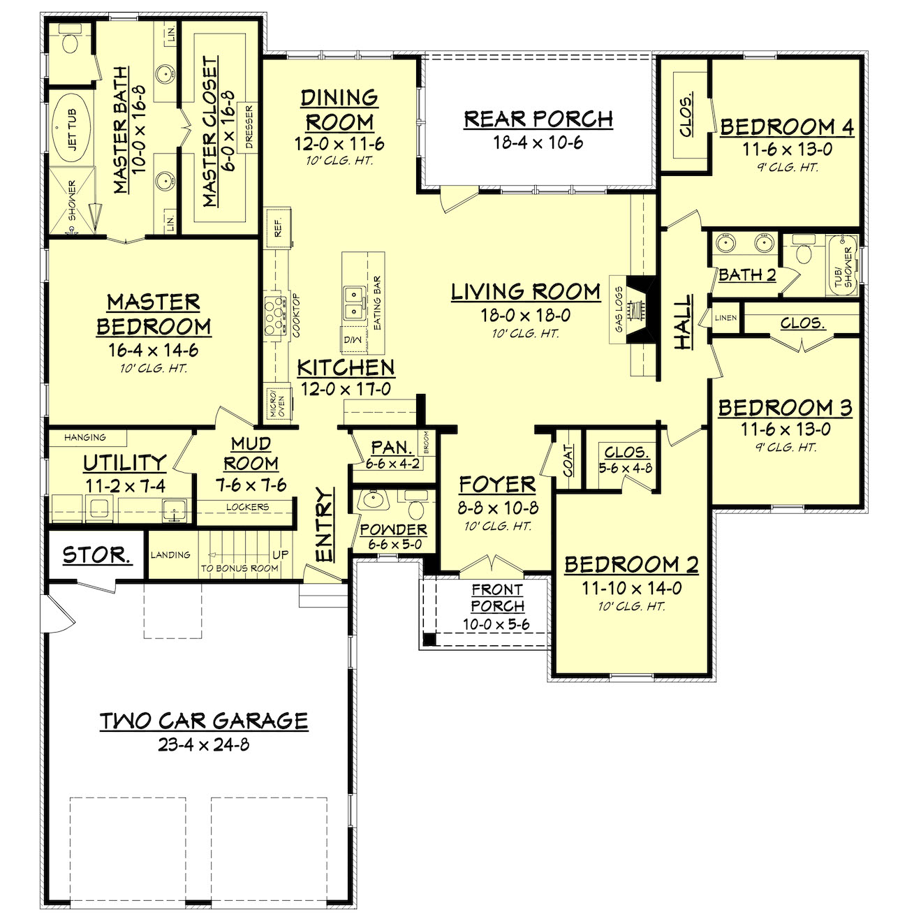 Floor Plan First Story of European Plan #142-1157