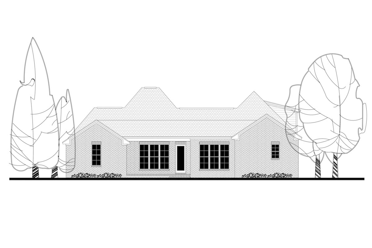 Home Plan Rear Elevation of this 4-Bedroom,2459 Sq Ft Plan -142-1157
