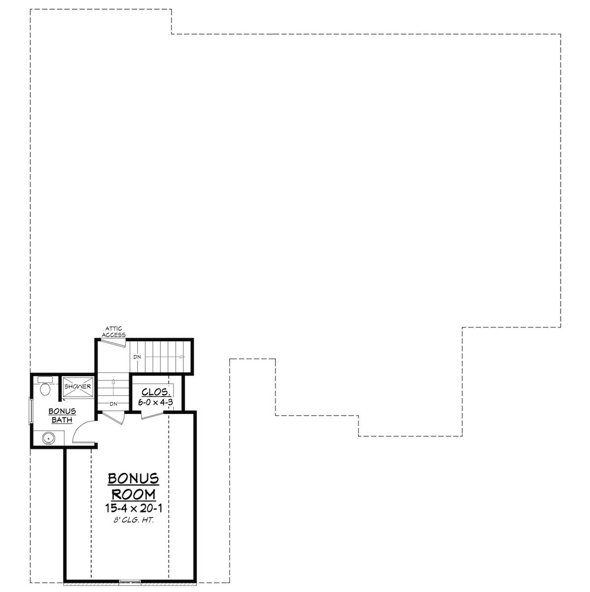 Floor Plan Second Story of European Plan #142-1157