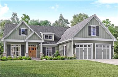 3-Bedroom, 2004 Sq Ft Country House Plan - 142-1158 - Front Exterior