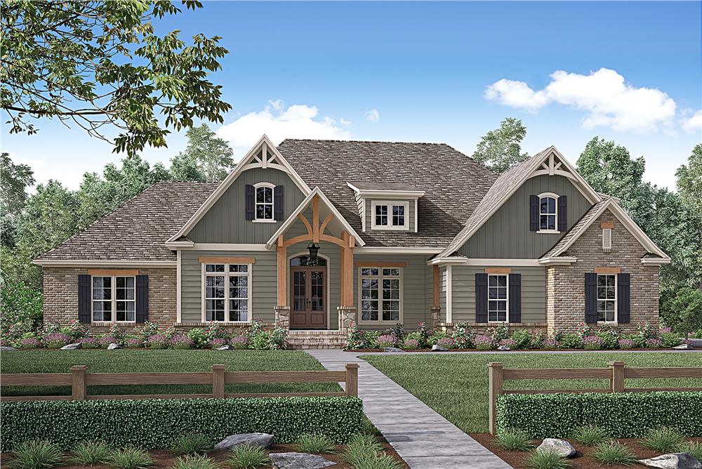 Front elevation of Country home (ThePlanCollection: House Plan #142-1170)