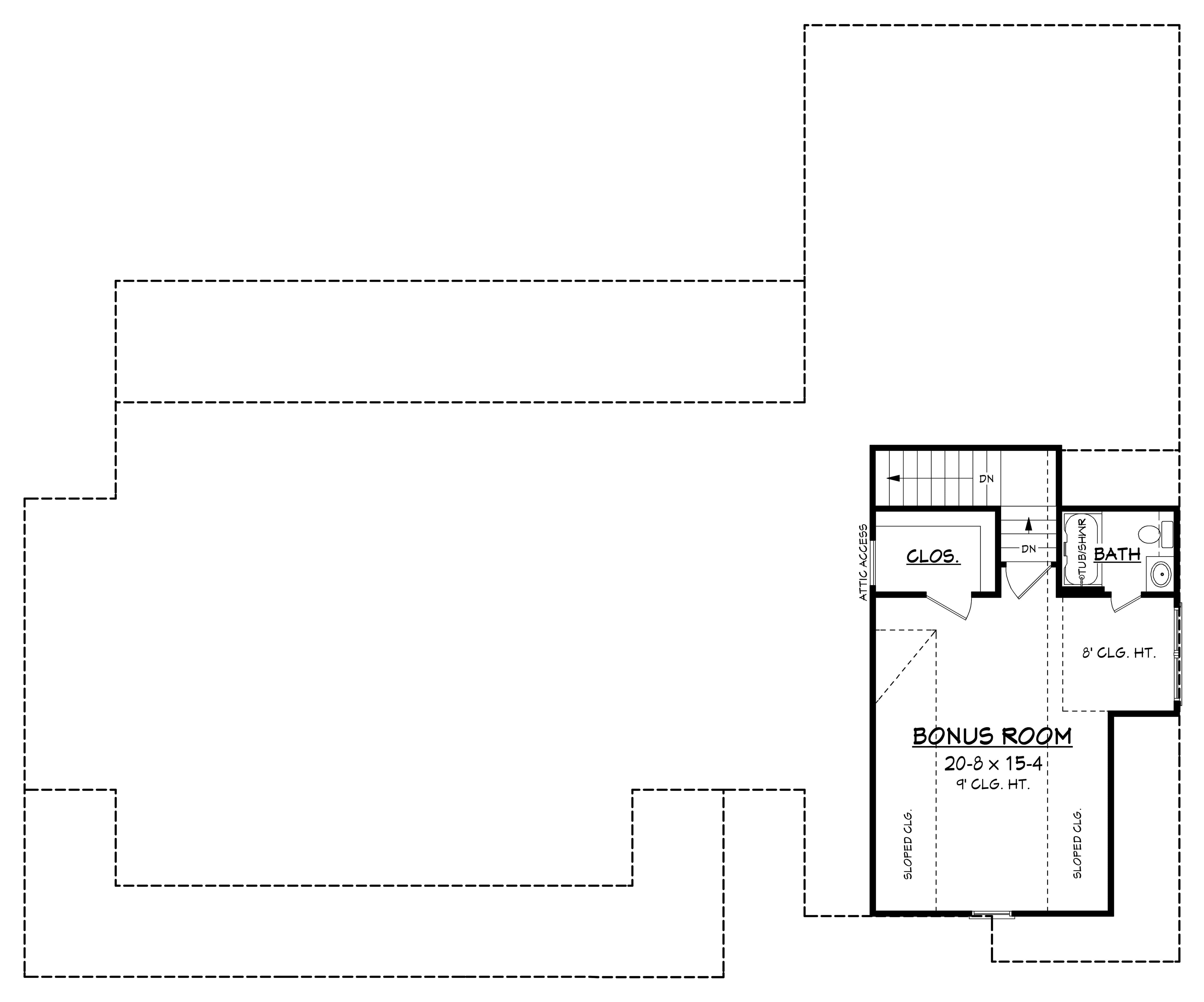 Floor Plan Bonus Room of Traditional Plan #142-1180