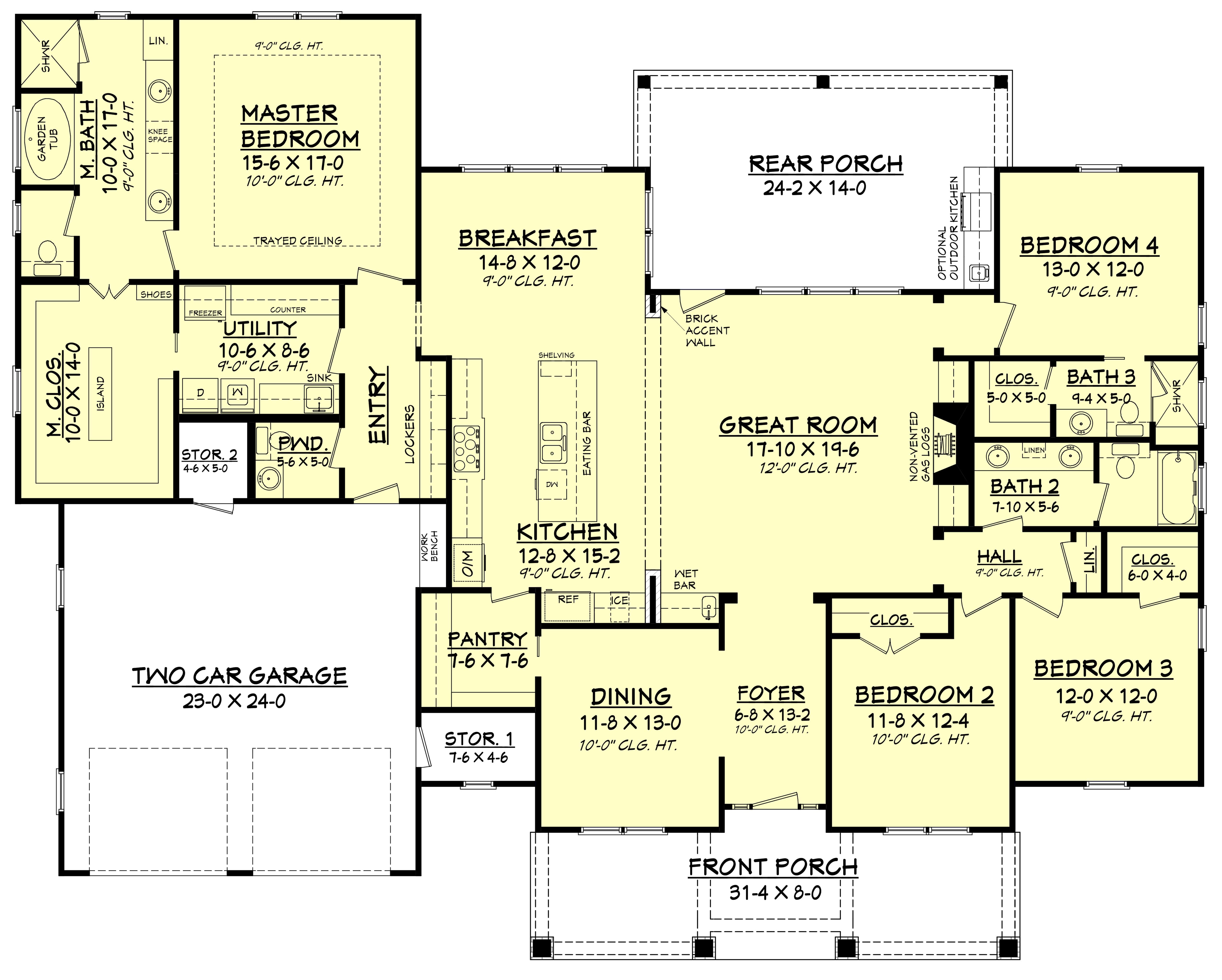  4  Bedrm 2759 Sq Ft Country House  Plan  142 1181