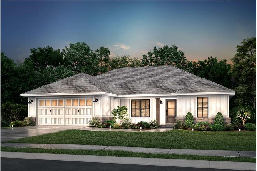 Home at Night of this 3-Bedroom, 1232 Sq Ft Plan - 142-1200