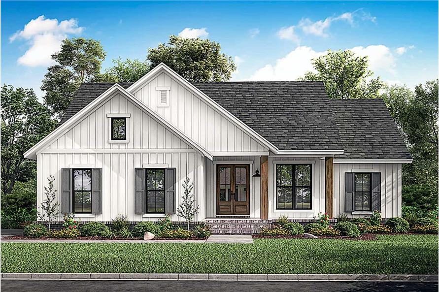 Transitional Ranch home (ThePlanCollection: Plan #142-1228)