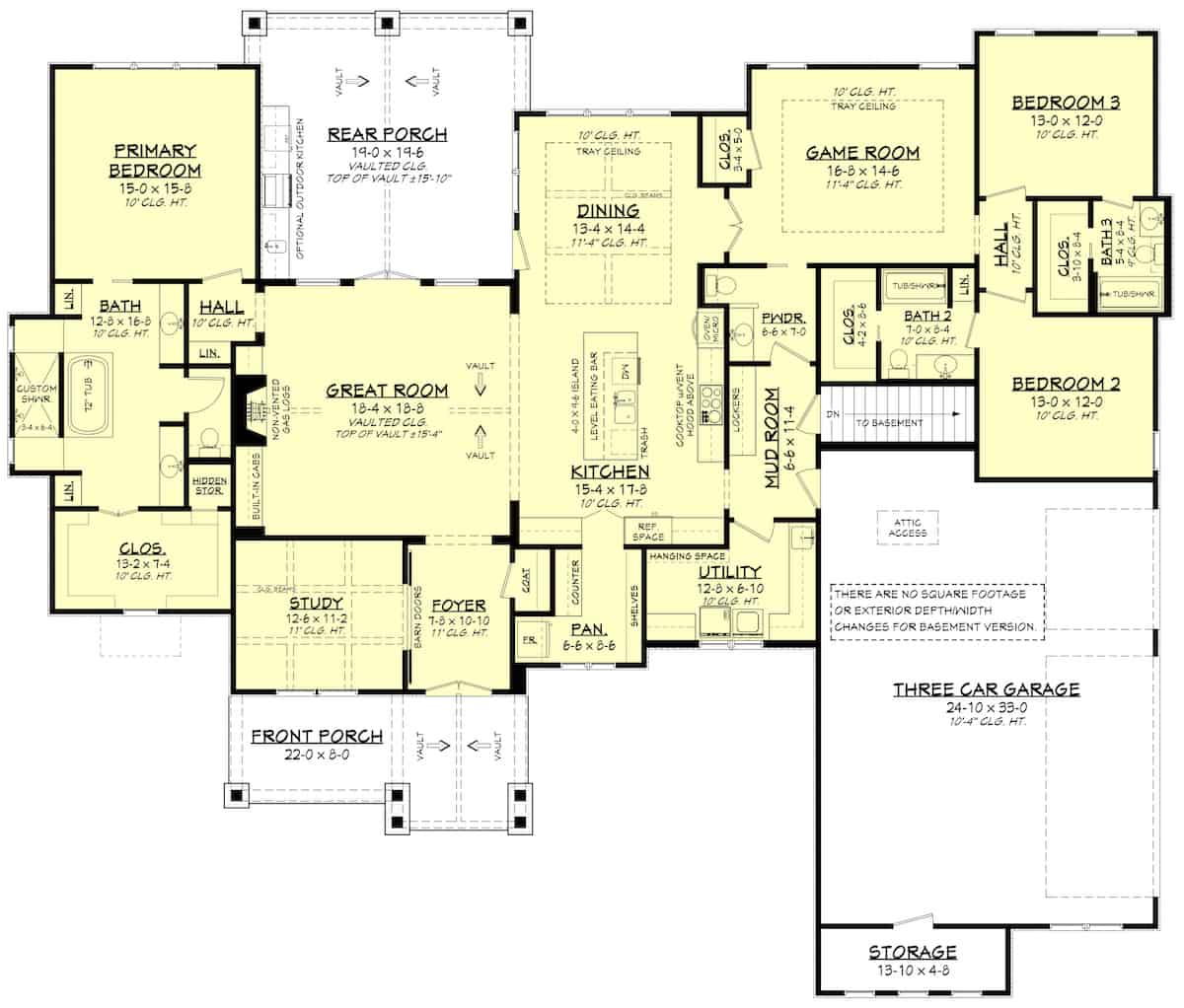 Main Level of Ranch Plan #142-1253