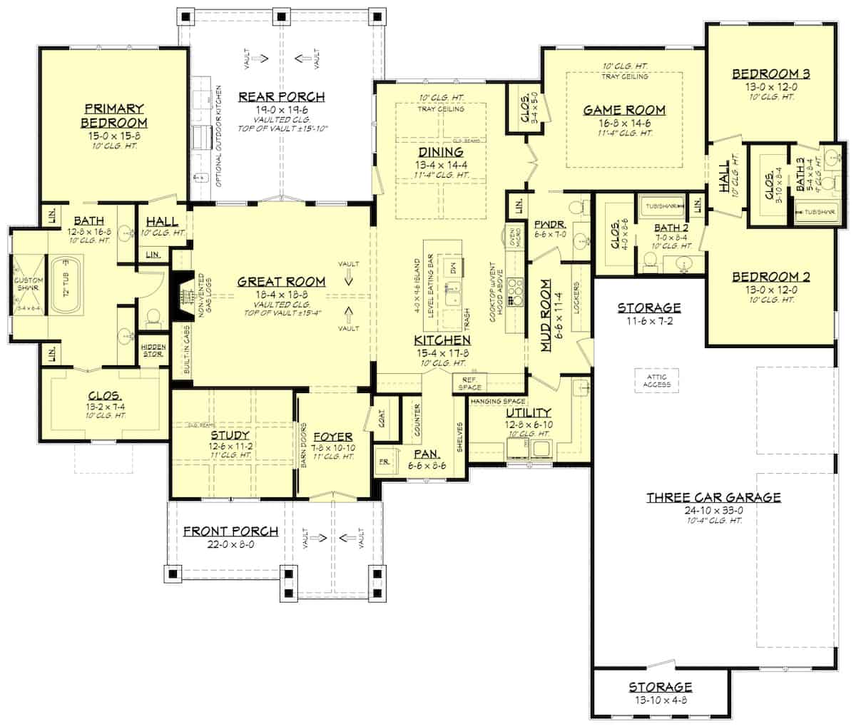 Main Level of Ranch Plan #142-1253