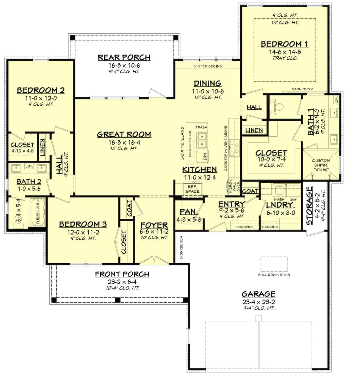 Main Level of Ranch Plan #142-1258