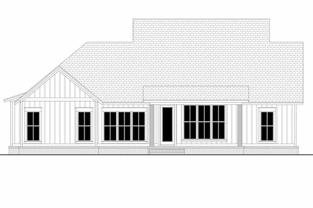 Home Plan Rear Elevation of this 3-Bedroom,1756 Sq Ft Plan -142-1258