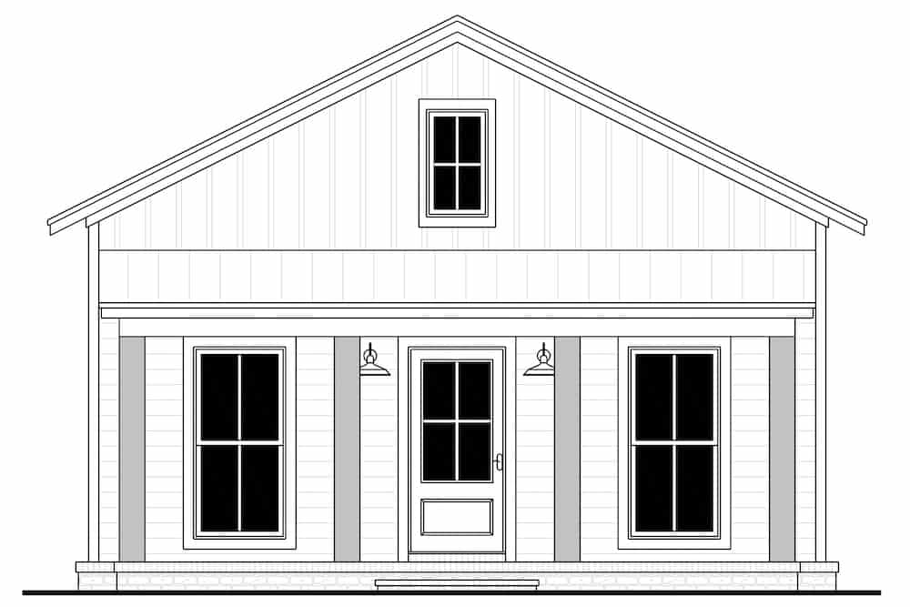 Home Plan Front Elevation of this 1-Bedroom,732 Sq Ft Plan -142-1268