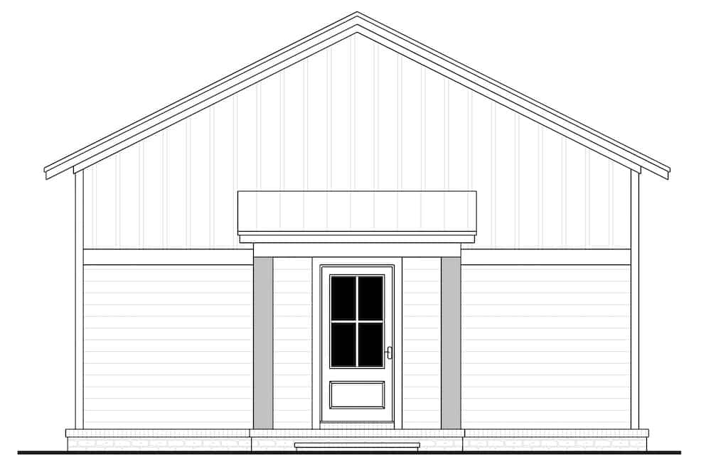Home Plan Rear Elevation of this 1-Bedroom,732 Sq Ft Plan -142-1268