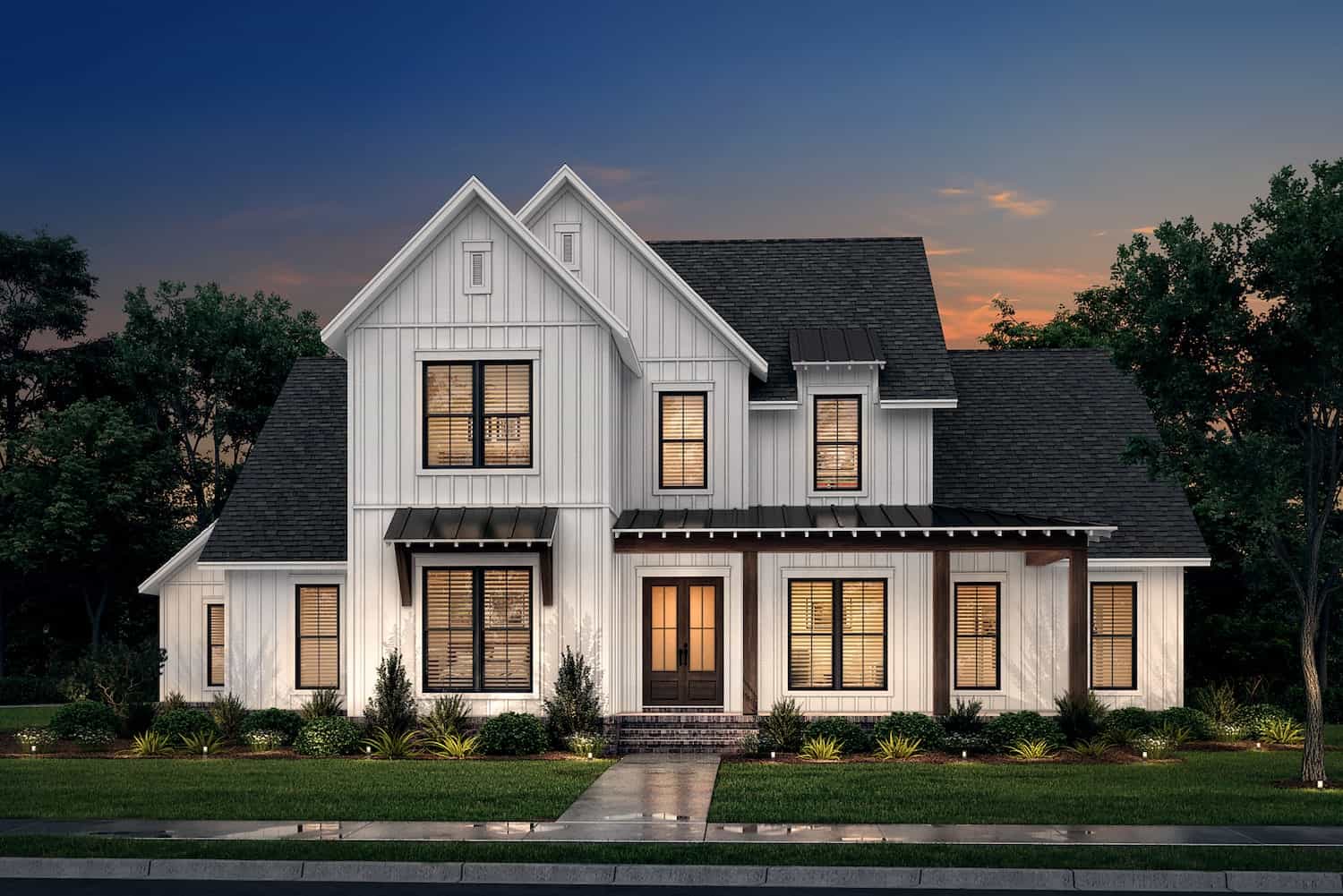 Home at Night of this 4-Bedroom, 3216 Sq Ft Plan - 142-1270