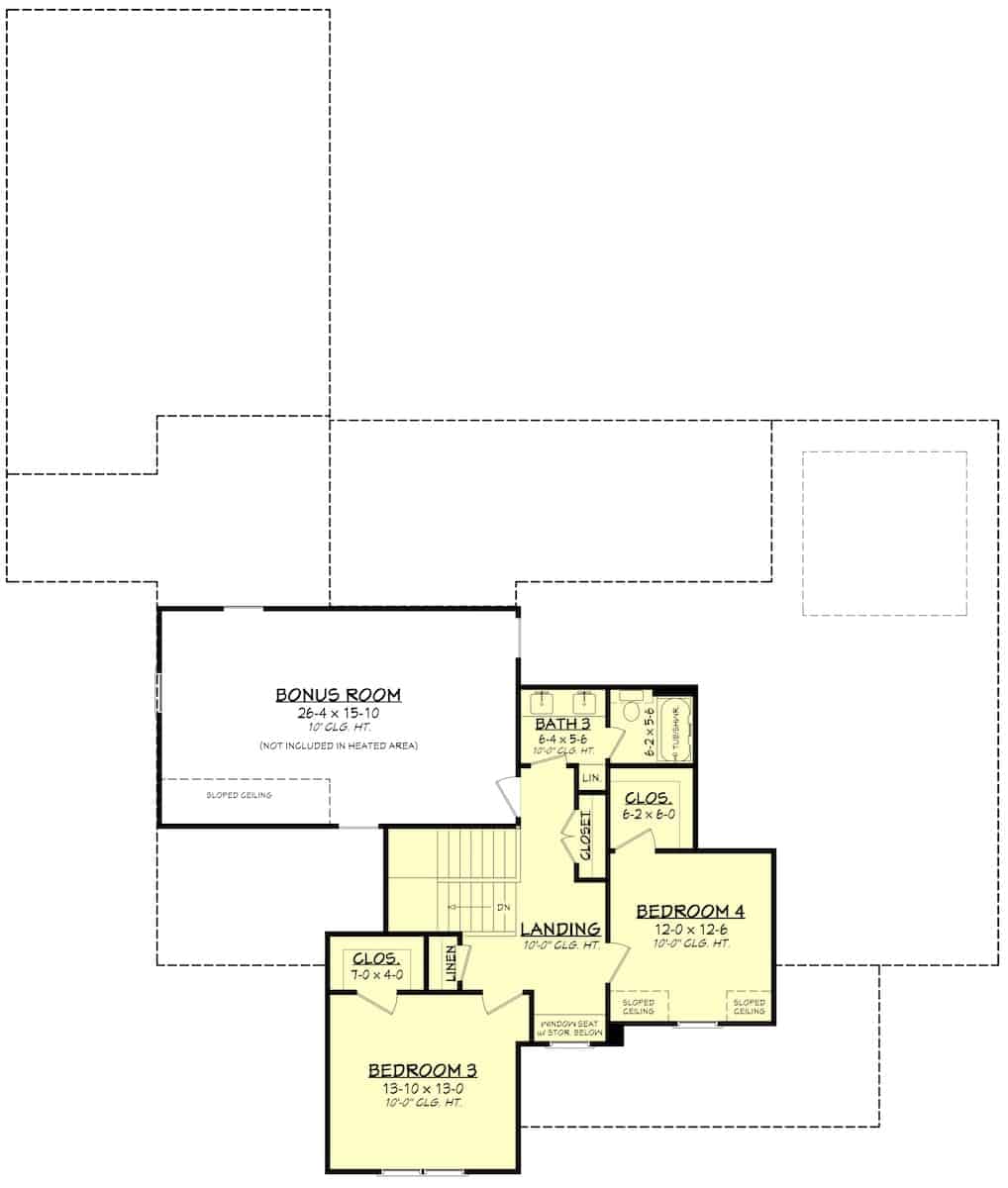 Upper Level of Farmhouse Plan #142-1270