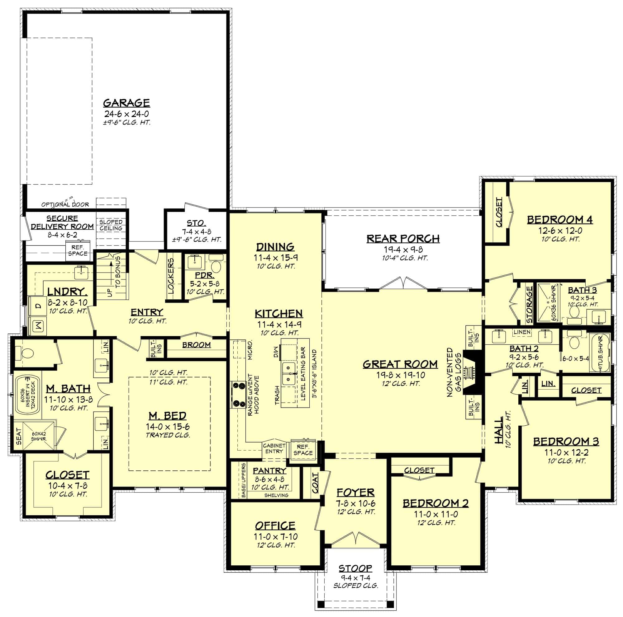 Main Level of Ranch Plan #142-1276