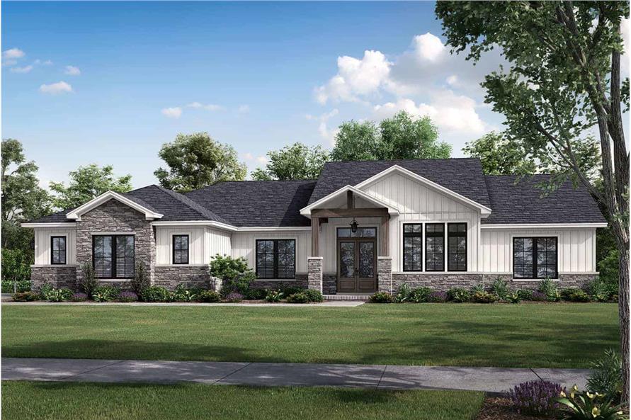 Front View of this 3-Bedroom, 2574 Sq Ft Plan - 142-1405