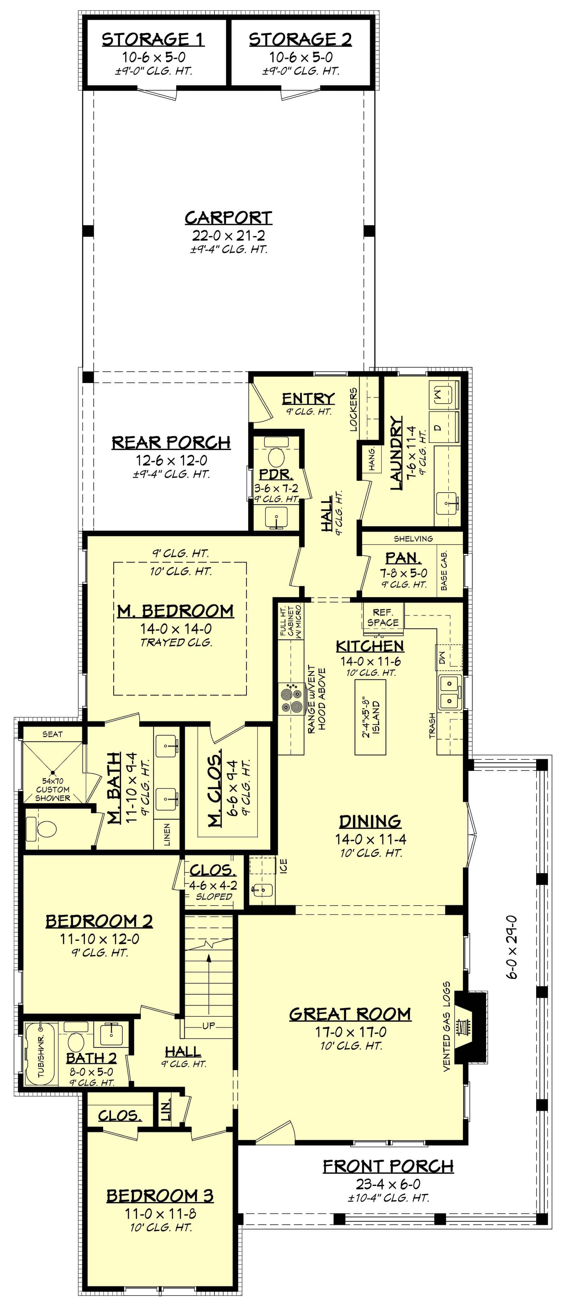 Main Level of Ranch Plan #142-1407