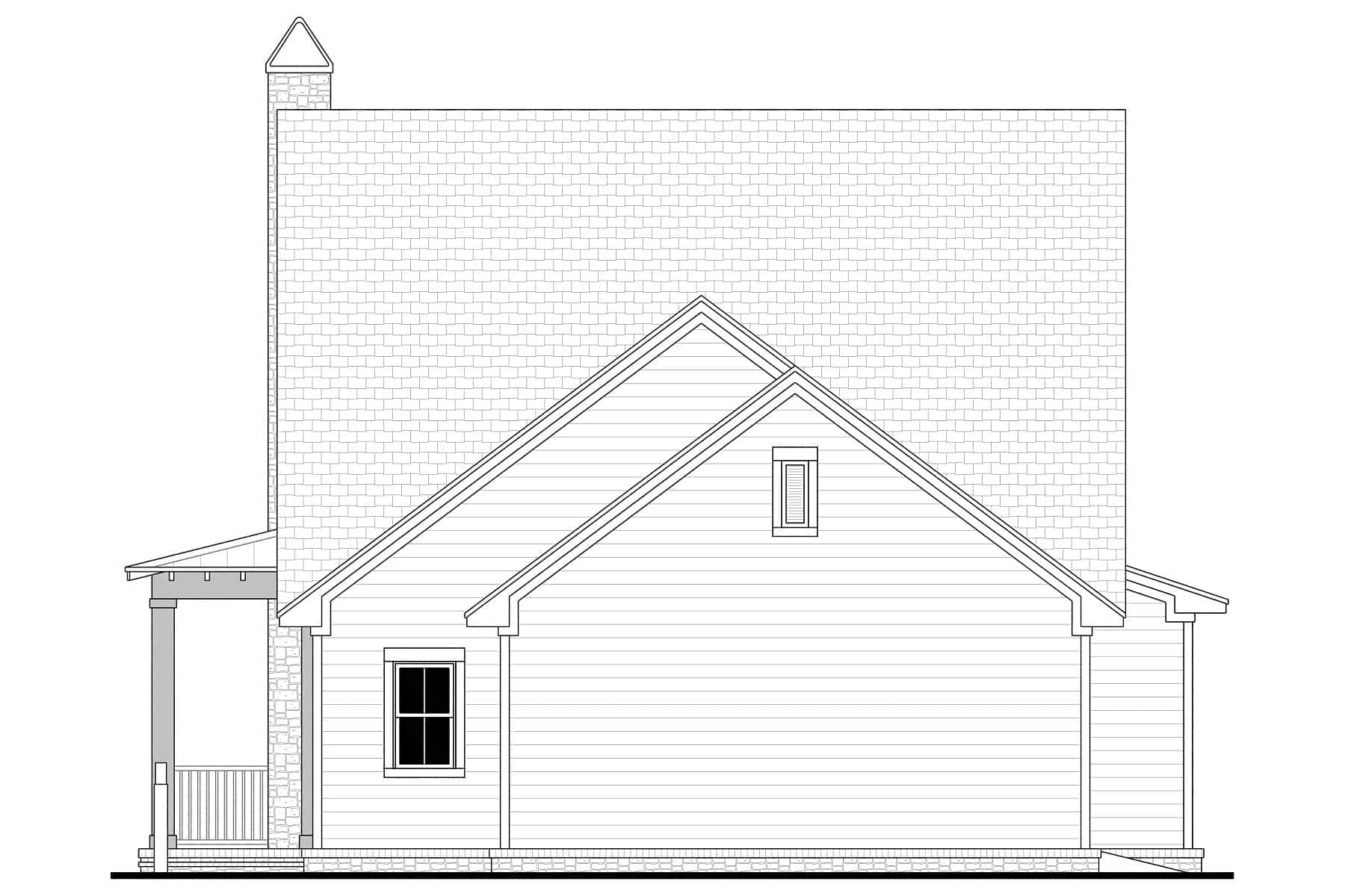Home Plan Rear Elevation of this 4-Bedroom,2200 Sq Ft Plan -142-1407