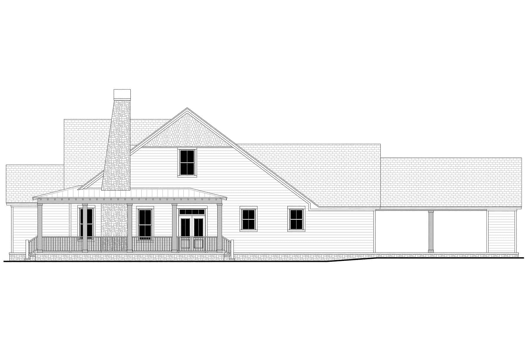 Home Plan Right Elevation of this 4-Bedroom,2200 Sq Ft Plan -142-1407