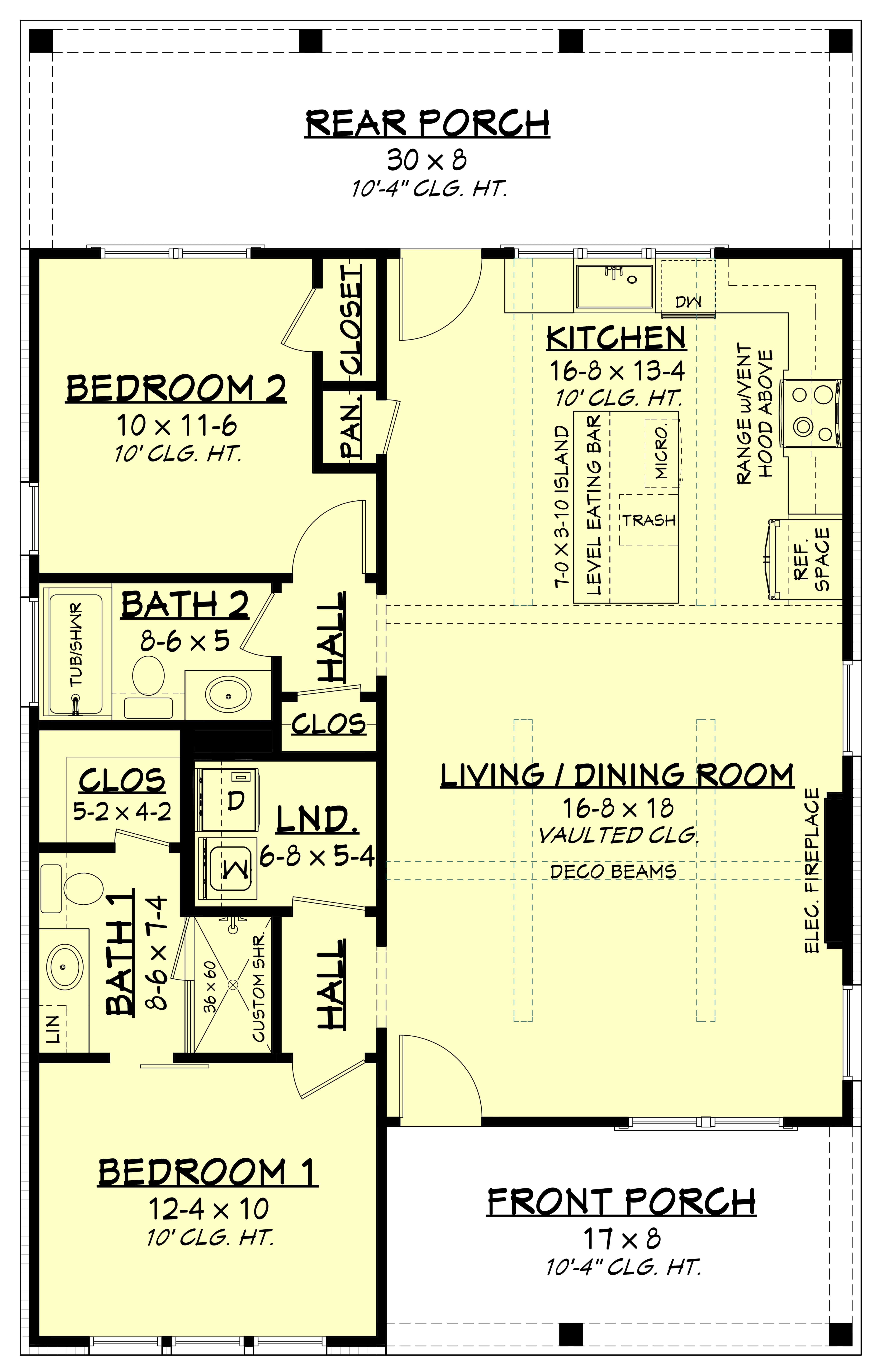 Country Home Plan - 2 Bedrms, 2 Baths - 1064 Sq Ft - #142-1417
