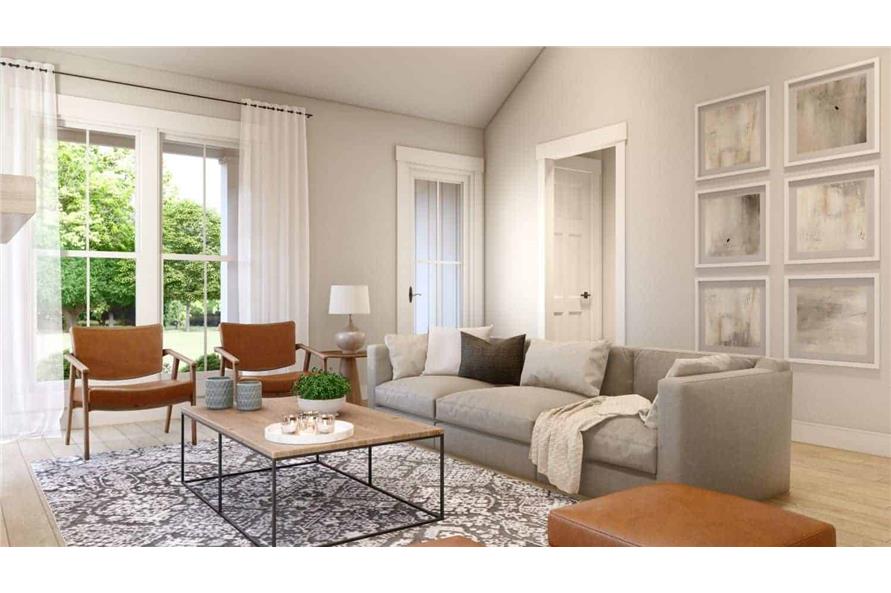 142-1417: Home Plan 3D Image-Living Room