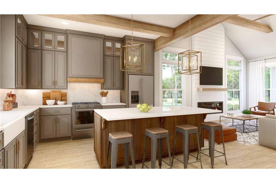 142-1417: Home Plan 3D Image-Kitchen