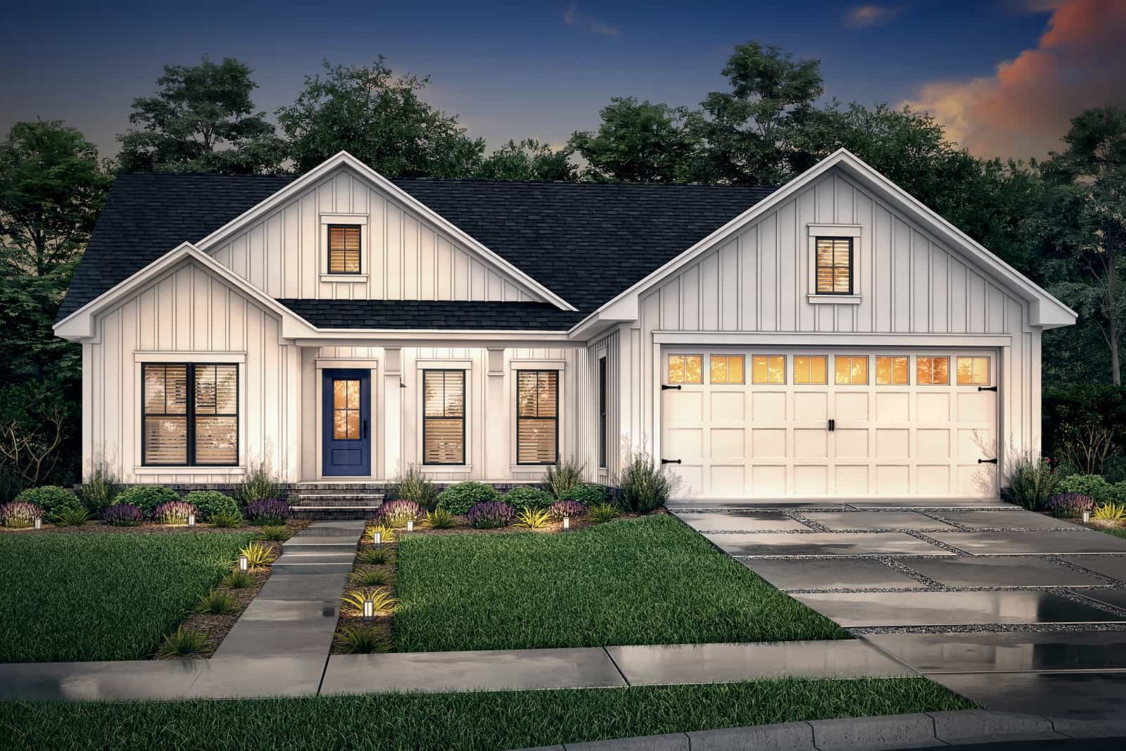 Home at Night of this 3-Bedroom, 1416 Sq Ft Plan - 142-1420
