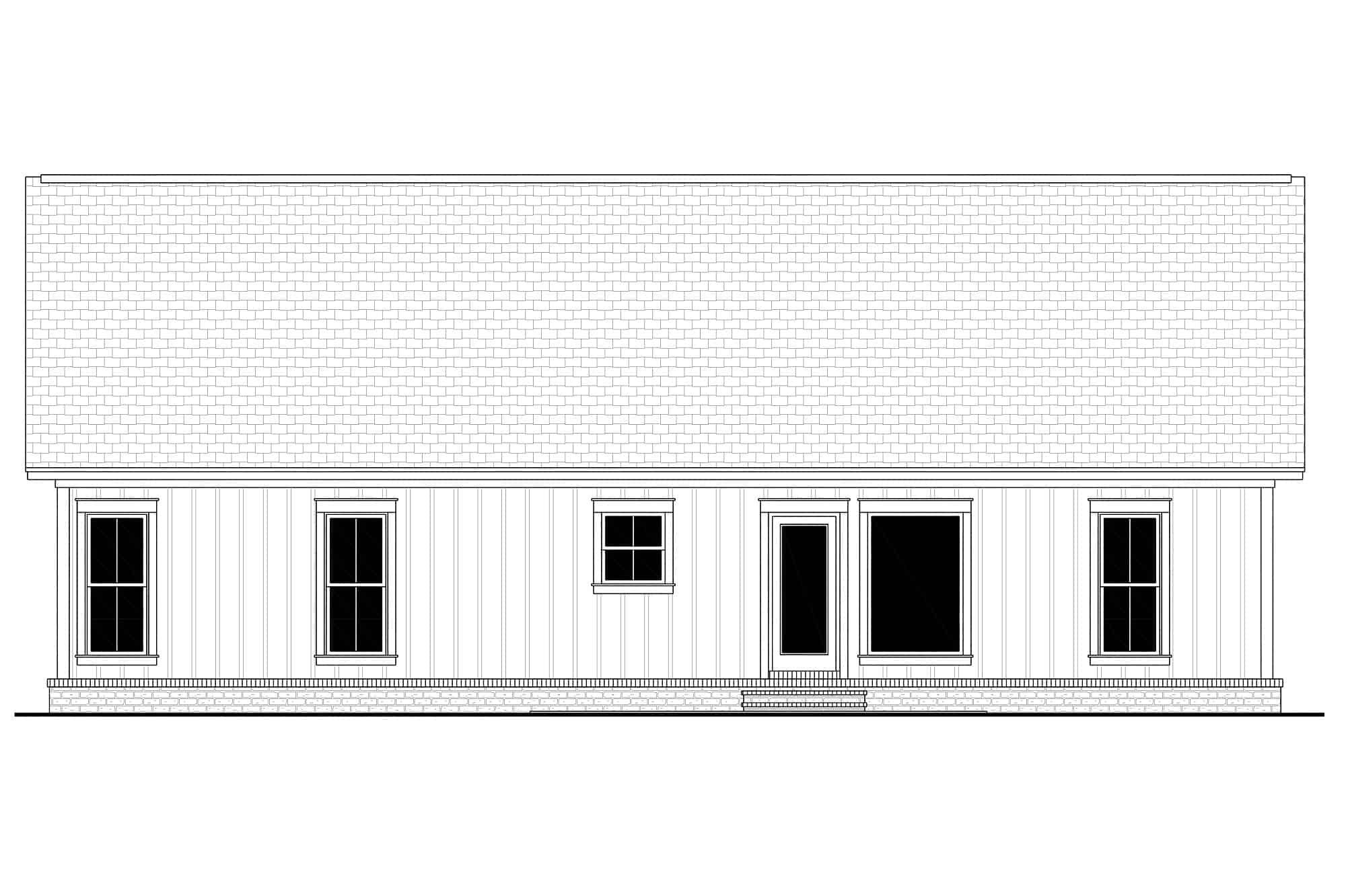 Home Plan Rear Elevation of this 3-Bedroom,1416 Sq Ft Plan -142-1420