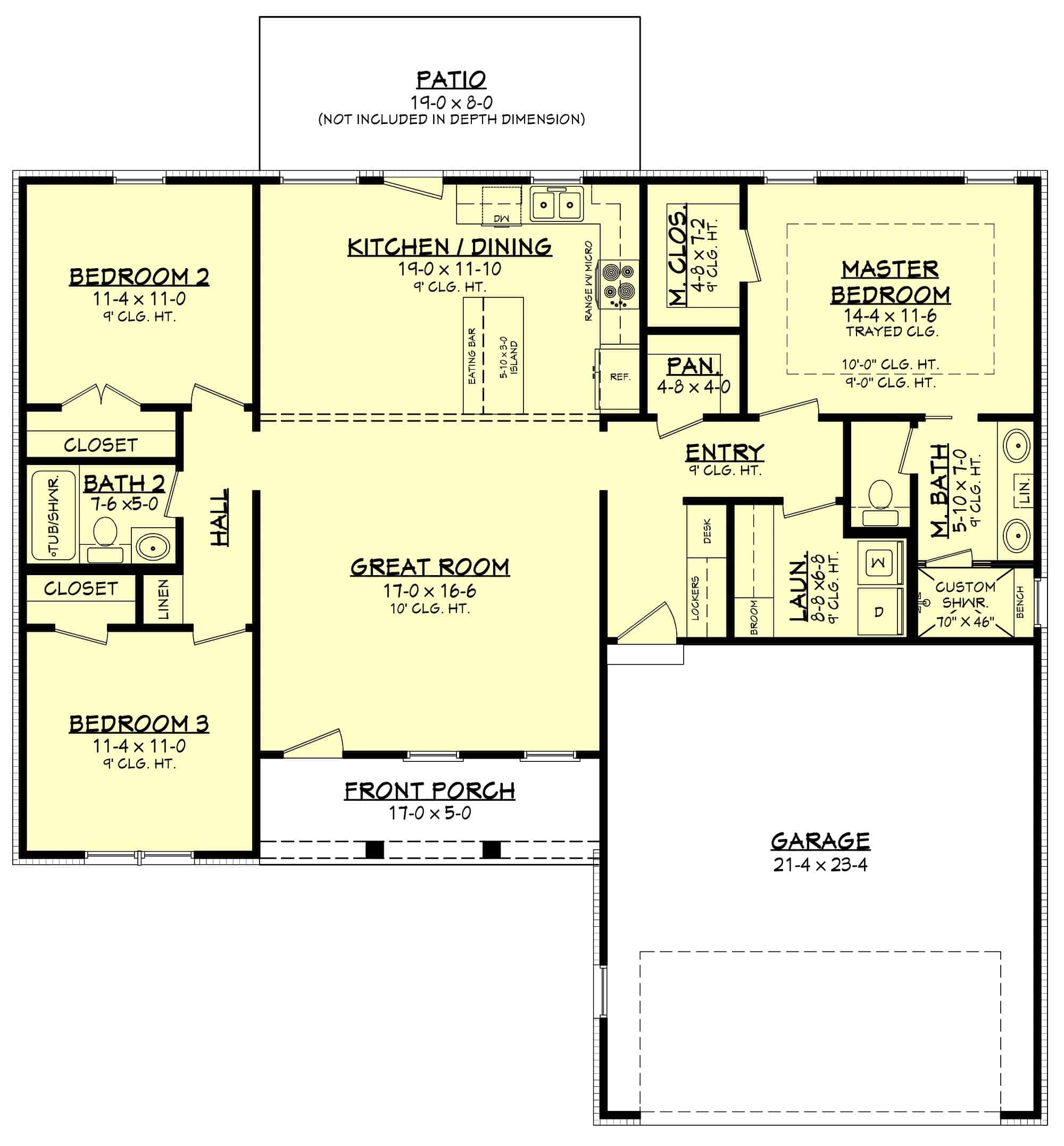 Main Level of Contemporary Plan #142-1420