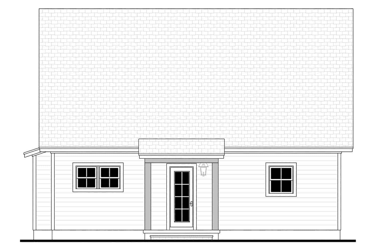 Home Plan Rear Elevation of this 1-Bedroom,1227 Sq Ft Plan -142-1423