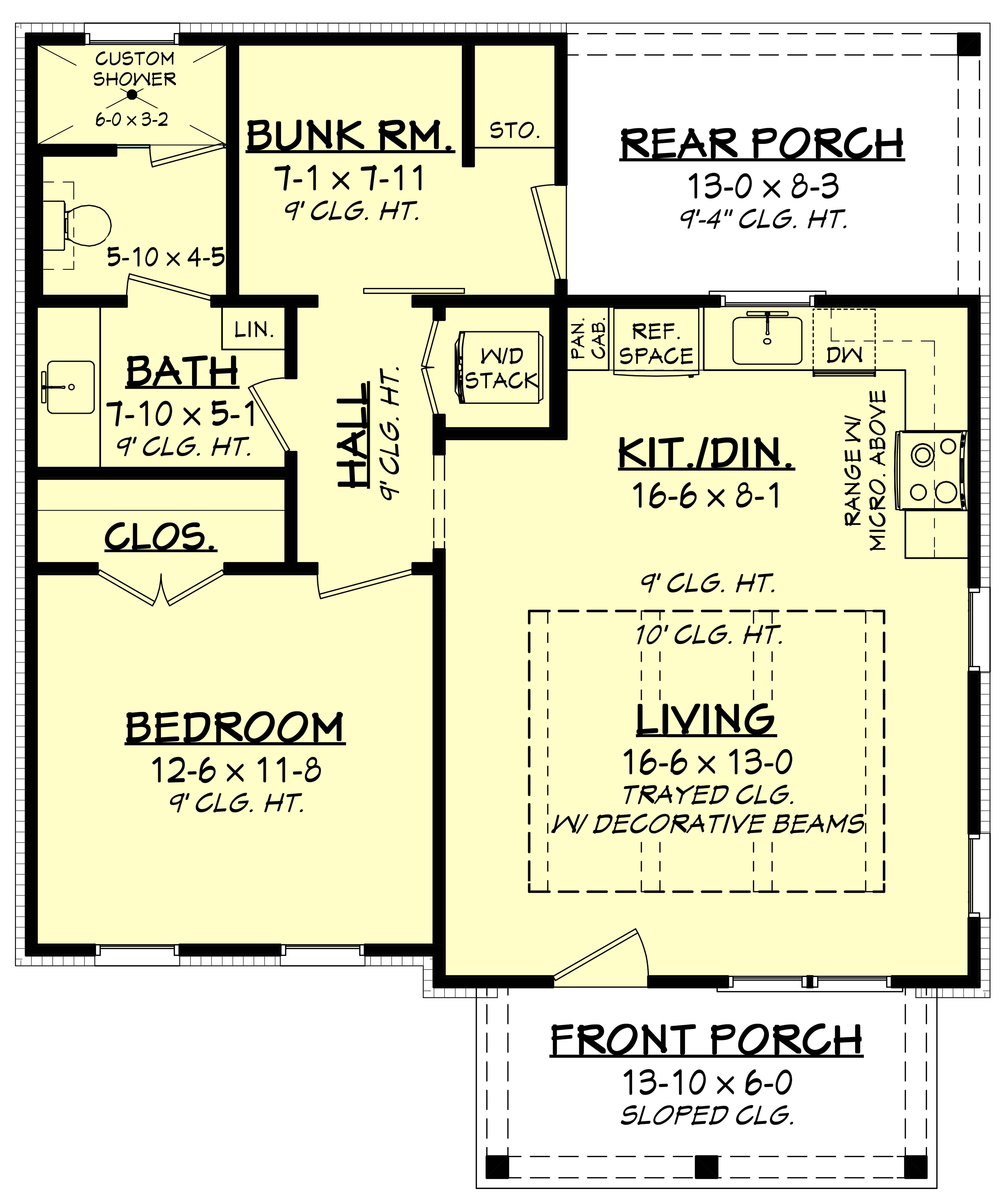 Small Farmhouse Home Plan - 1 Bedrms, 1 Baths - 780 Sq Ft - #142-1429