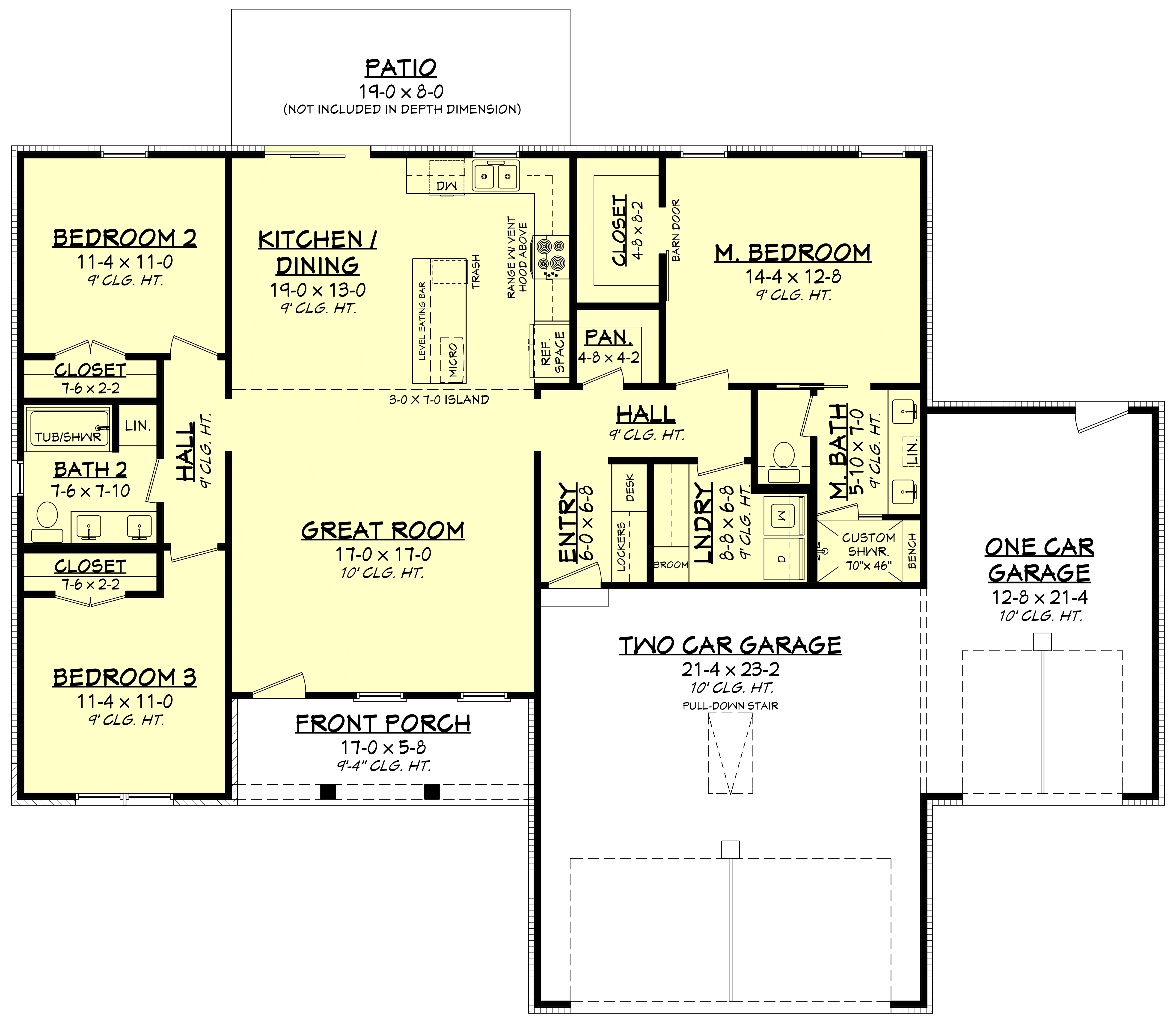 Main Level of Ranch Plan #142-1433