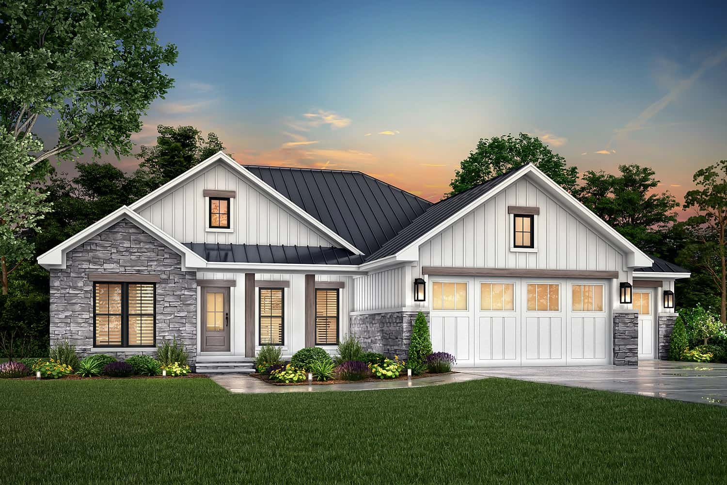 Home at Night of this 3-Bedroom, 1498 Sq Ft Plan - 142-1433