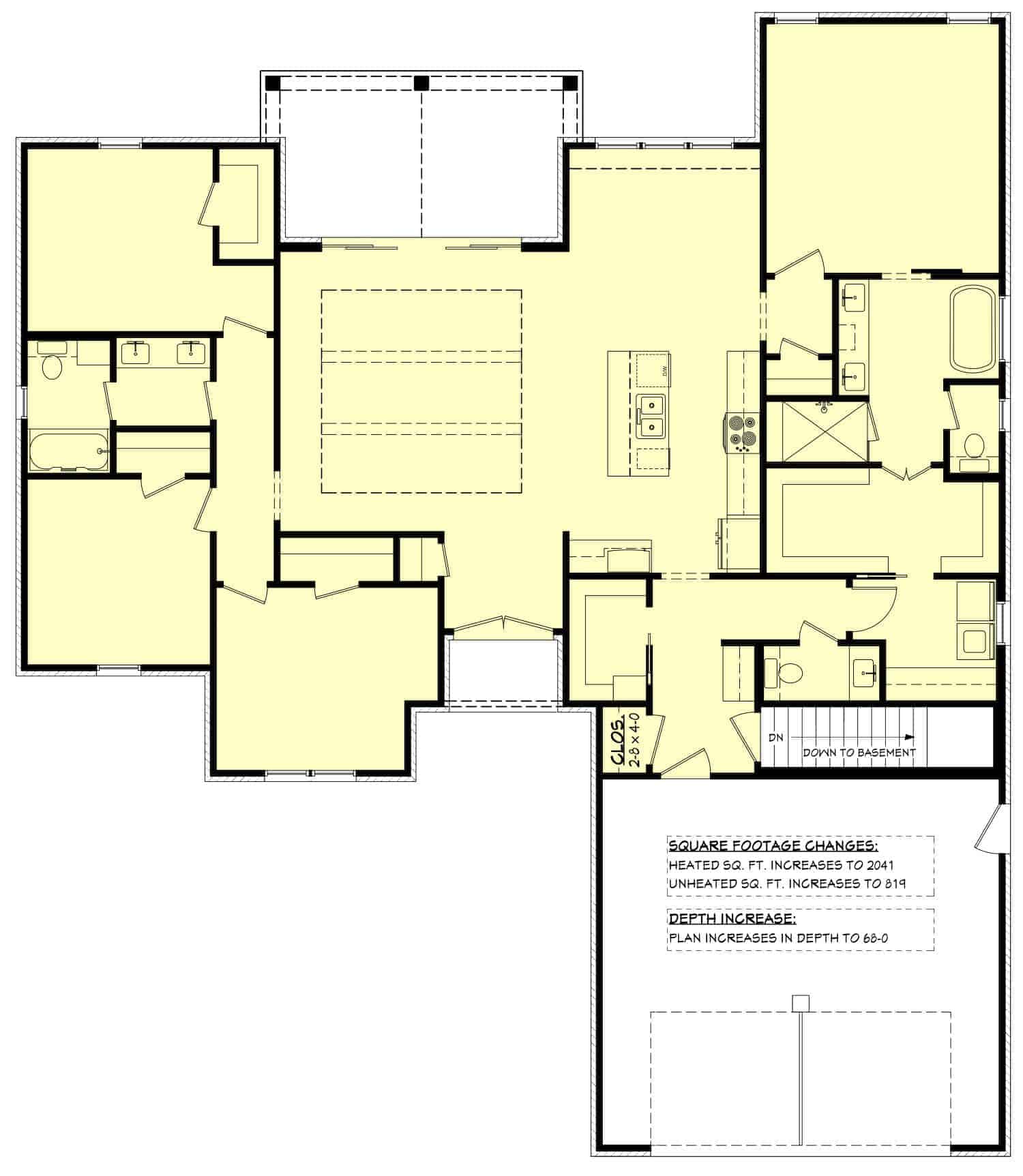 Main Level of Traditional Plan #142-1441