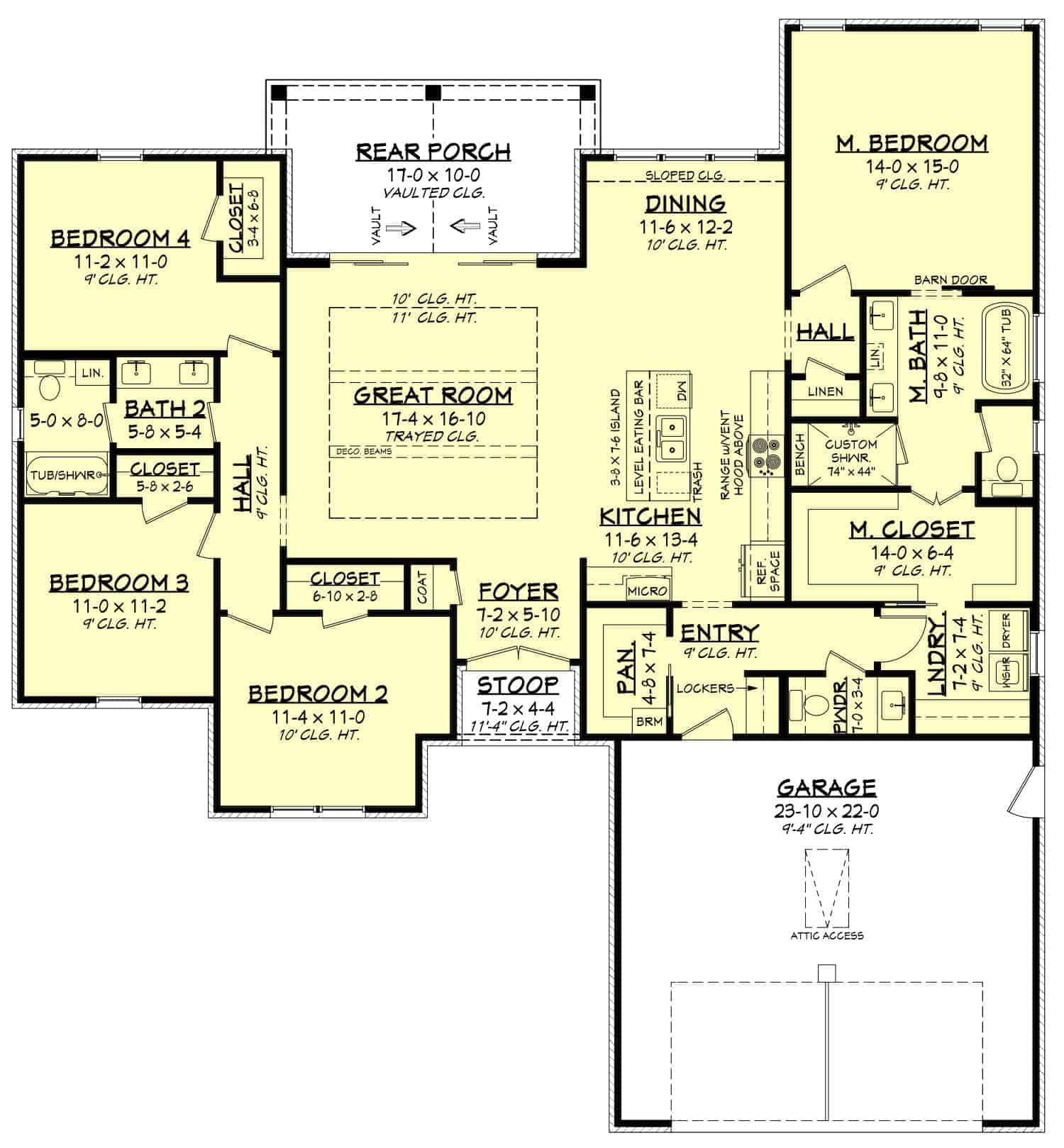 Main Level of Traditional Plan #142-1441