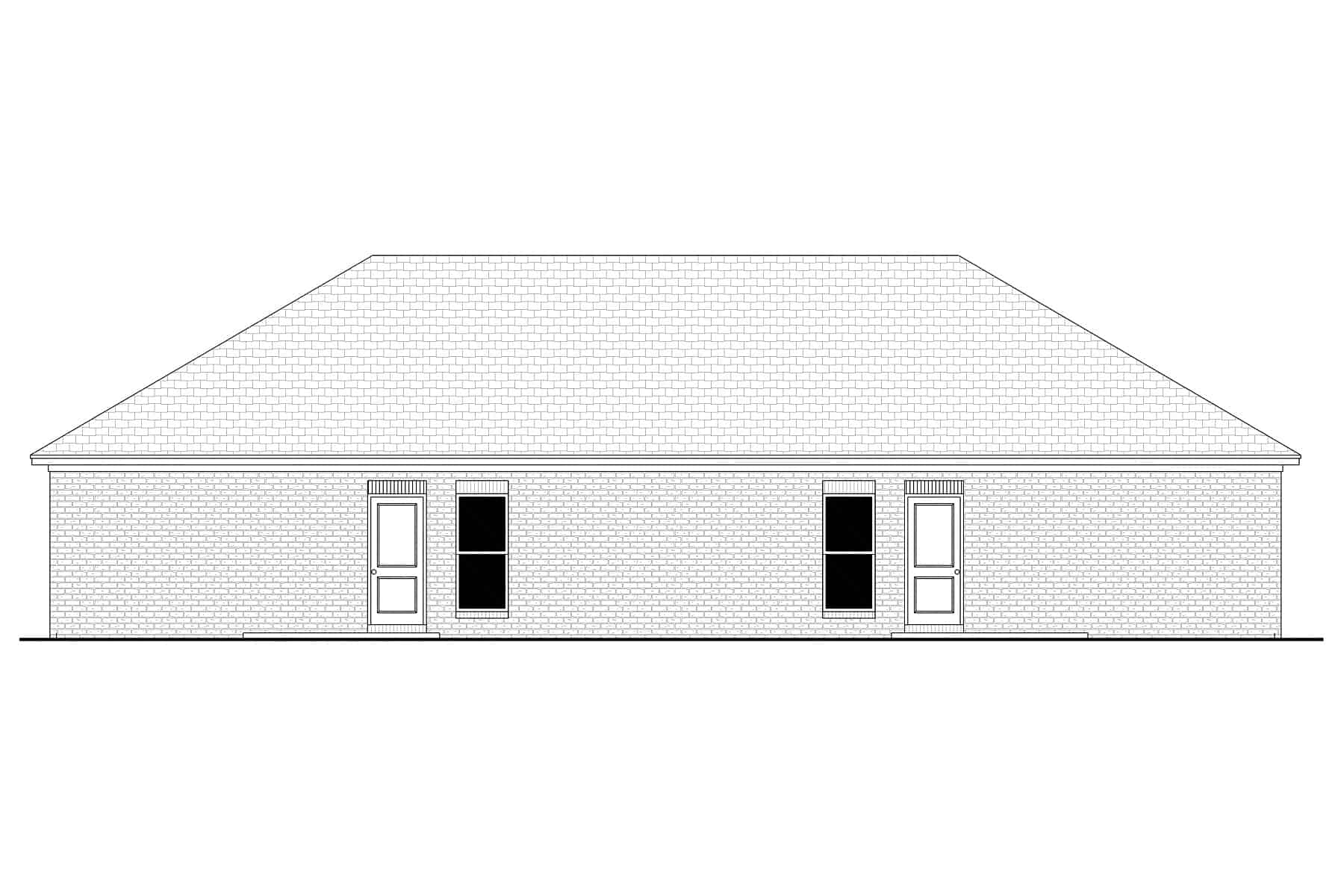 Home Plan Rear Elevation of this 2-Bedroom,1994 Sq Ft Plan -142-1442