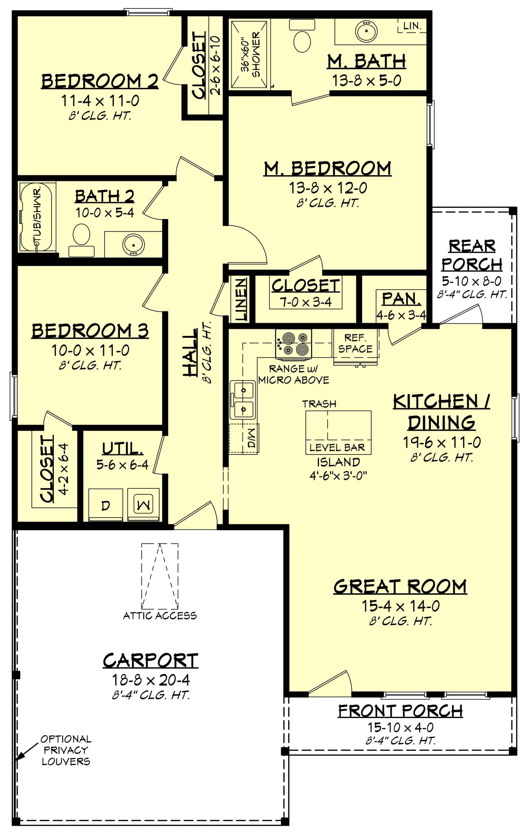 Main Level of Ranch Plan #142-1448