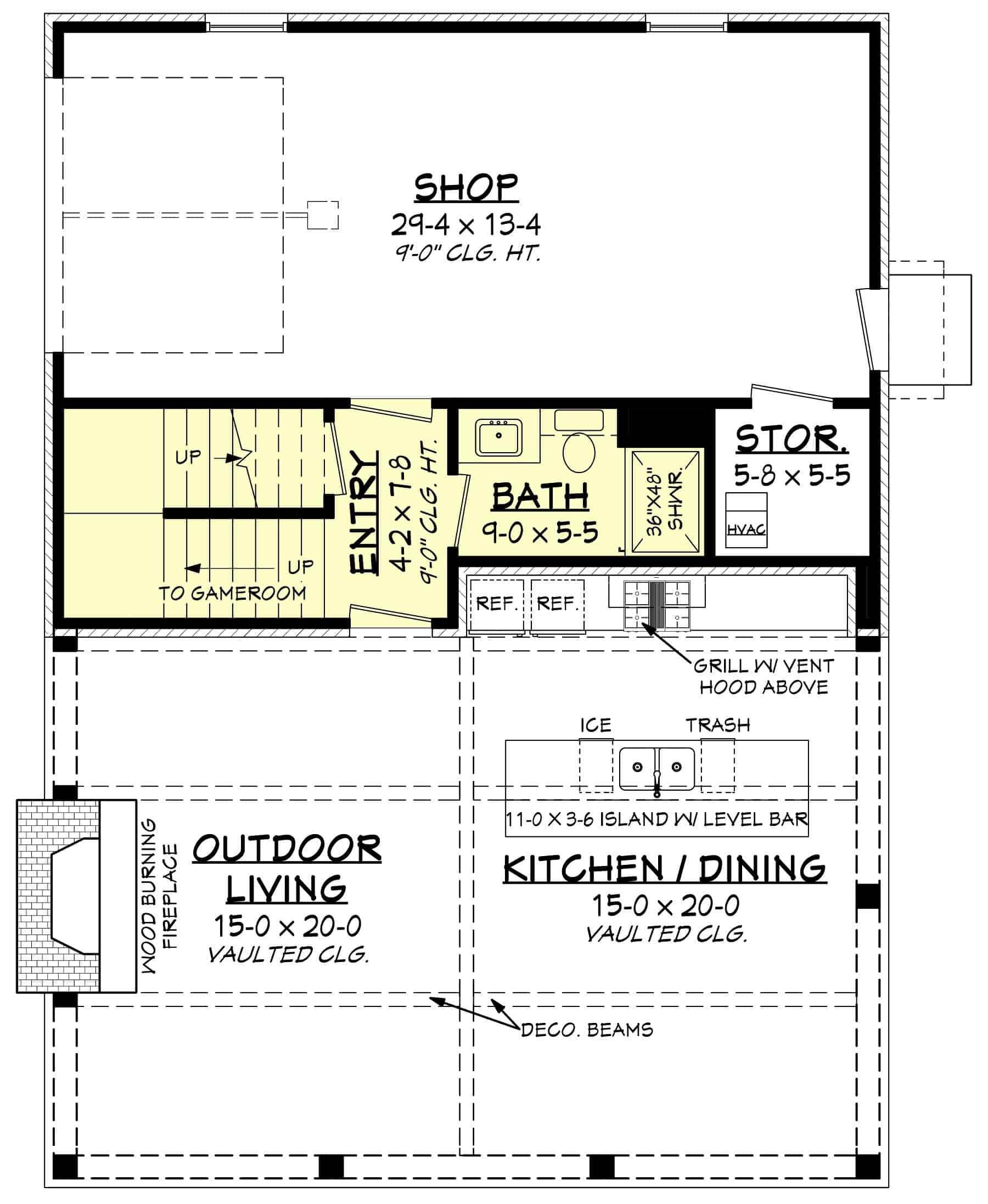 Main Level of Garage Plan #142-1451