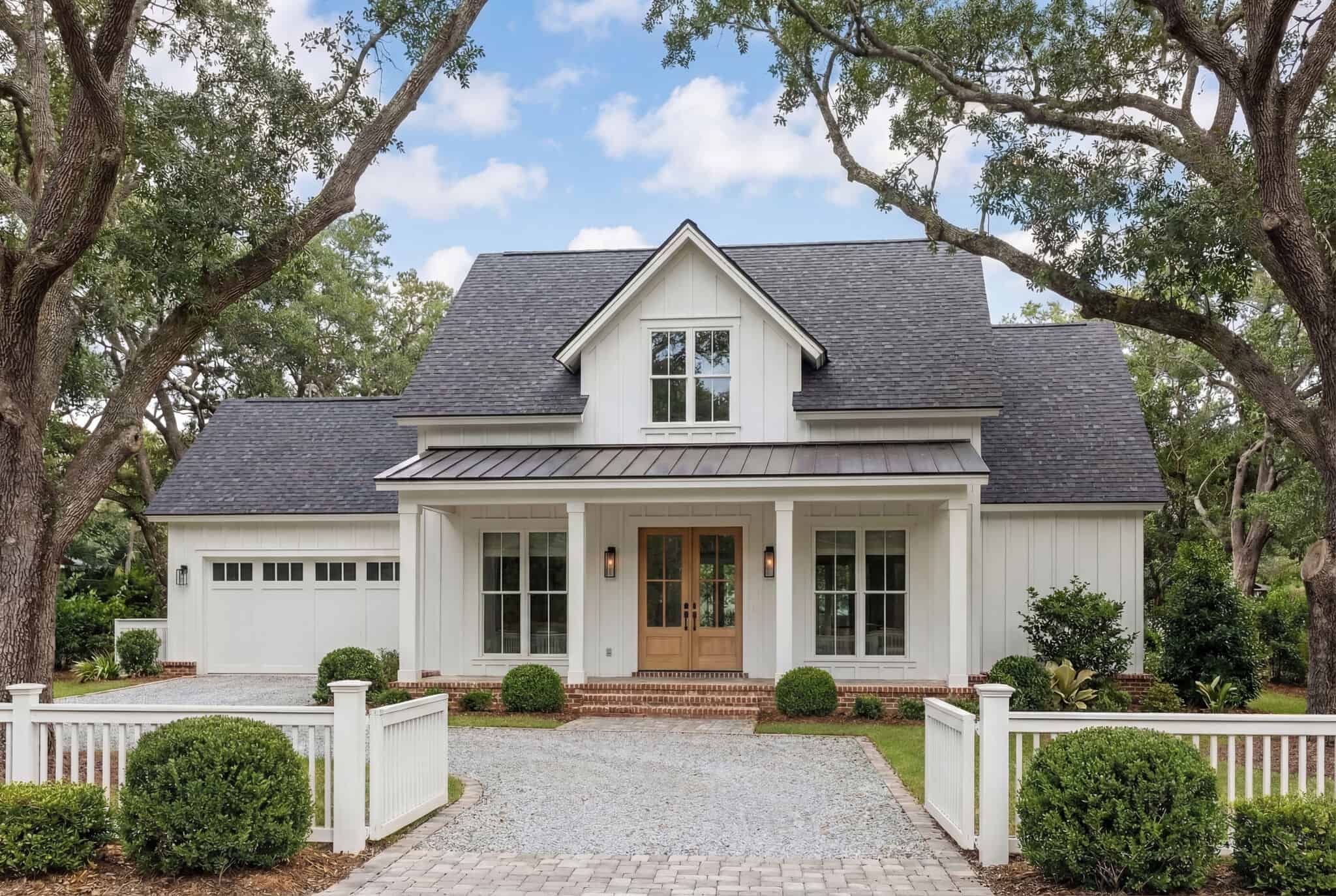 Front elevation of Modern Farmhouse home (ThePlanCollection: House Plan #142-1456)