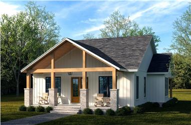 3-Bedroom, 1596 Sq Ft Transitional House Plan - 142-1463 - Front Exterior
