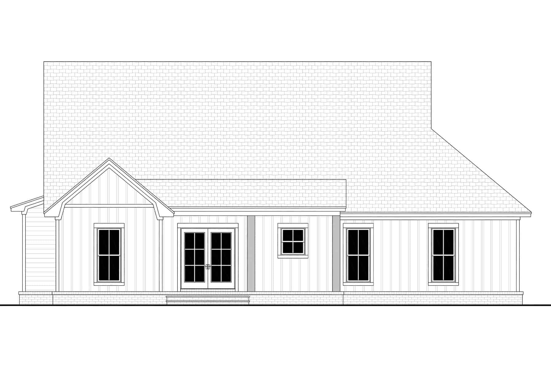 Home Plan Rear Elevation of this 4-Bedroom,1700 Sq Ft Plan -142-1472