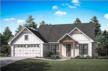 4-Bedroom, 1700 Sq Ft Modern Farmhouse House Plan - 142-1472 - Front Exterior