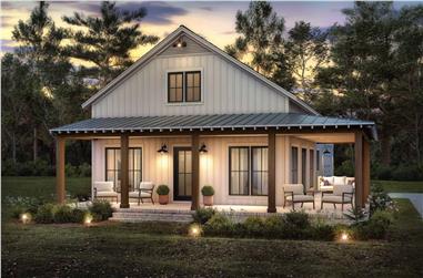 2-Bedroom, 1260 Sq Ft Barn Style House Plan - 142-1484 - Front Exterior