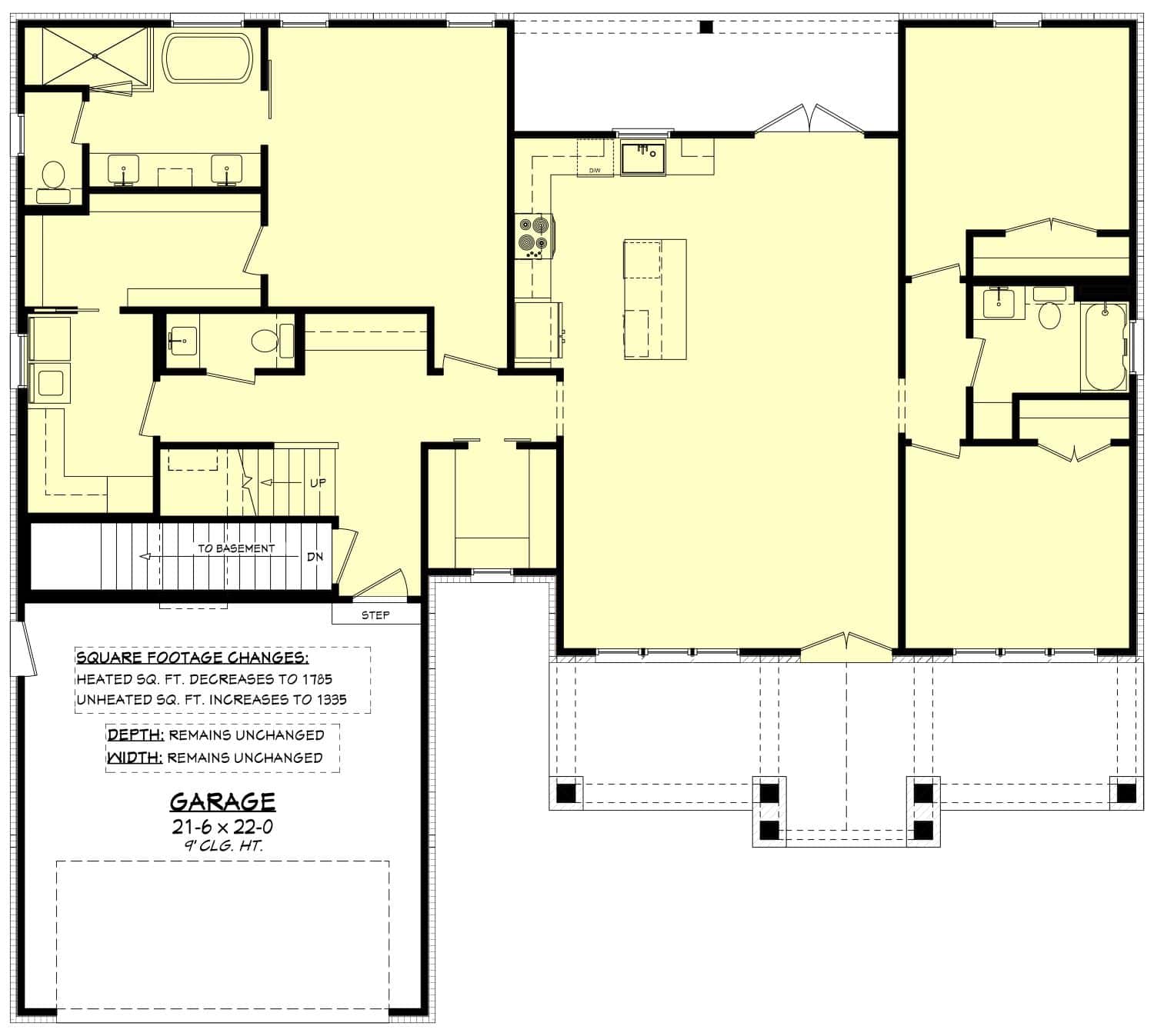 Main Level of Farmhouse Plan #142-1496