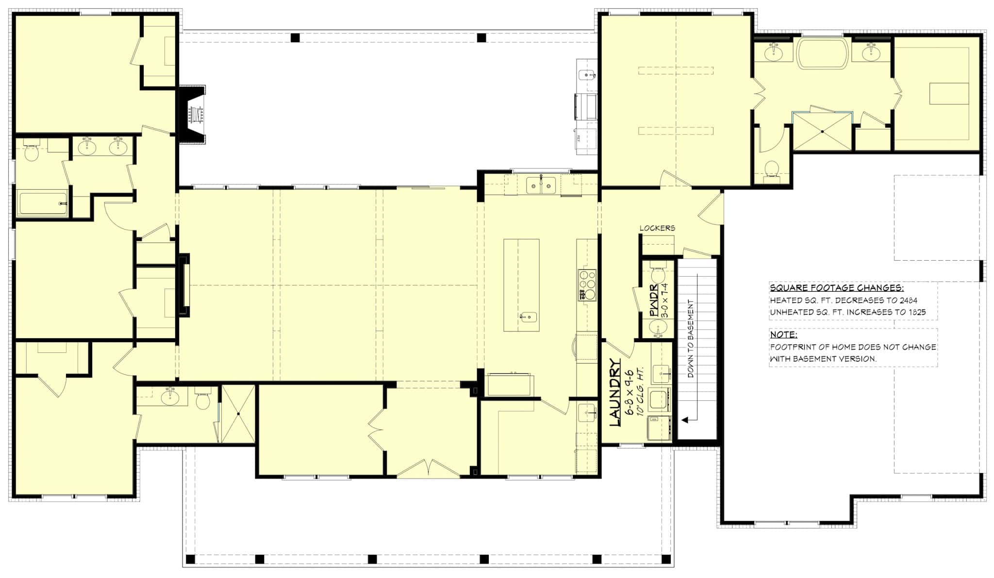 Main Level of Modern Farmhouse Plan #142-1518